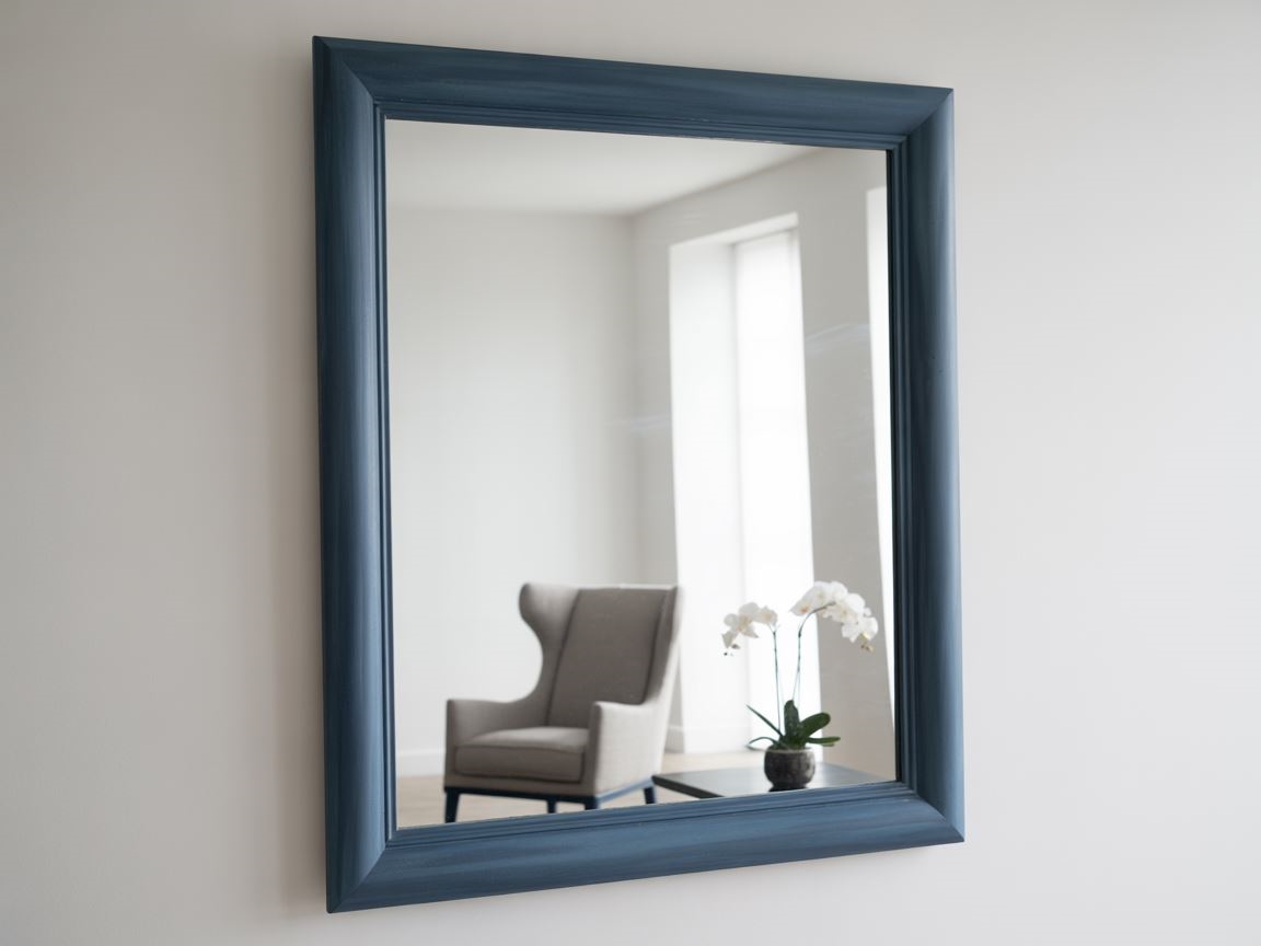 elegancka granatowa rama lustra